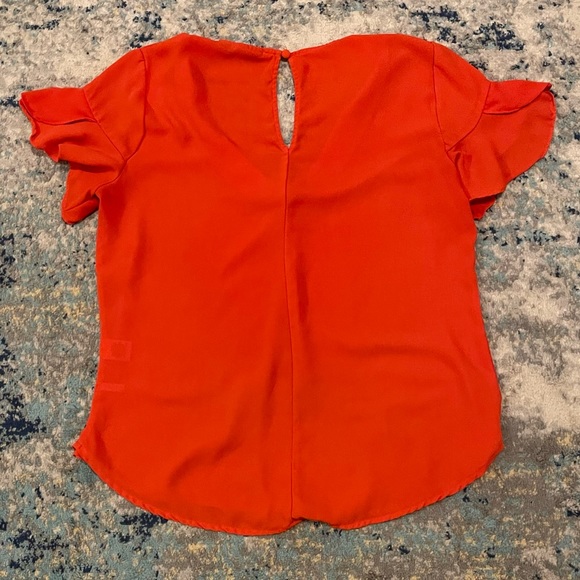 New York & Company Orange Flutter Sleeve Top - Size M - Picture 3 of 6
